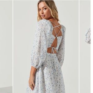 ASTR the label Audette dress - blue daisies and open back